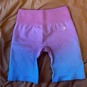 Gymshark Biker Shorts size small. Thicker biker short material, pink/blue ombré.